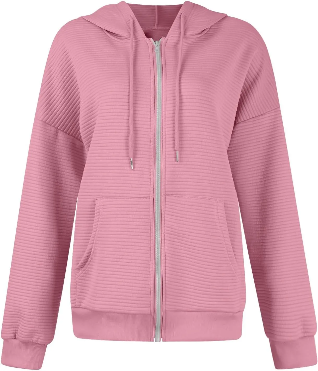 Womens Zip Up Hoodies Y2k Long Sleeve Fall Oversized Sweatshirts Preppy Cute Hoodies Drawstring Jackets with Pockets