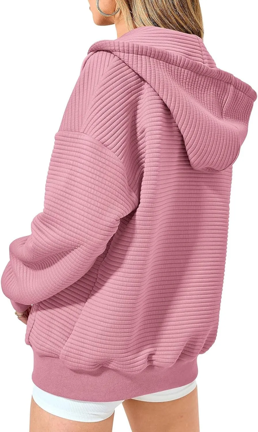 Womens Zip Up Hoodies Y2k Long Sleeve Fall Oversized Sweatshirts Preppy Cute Hoodies Drawstring Jackets with Pockets