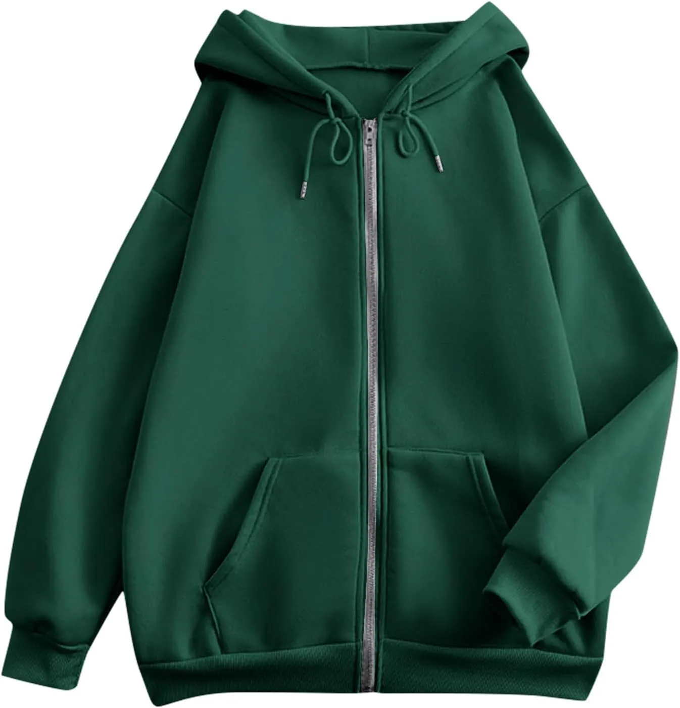 Womens Zip Up Y2K Hoodies Casual Long Sleeve Fall Oversized Sweatshirts Jacket with Pockets 2024 Fashion Clothes