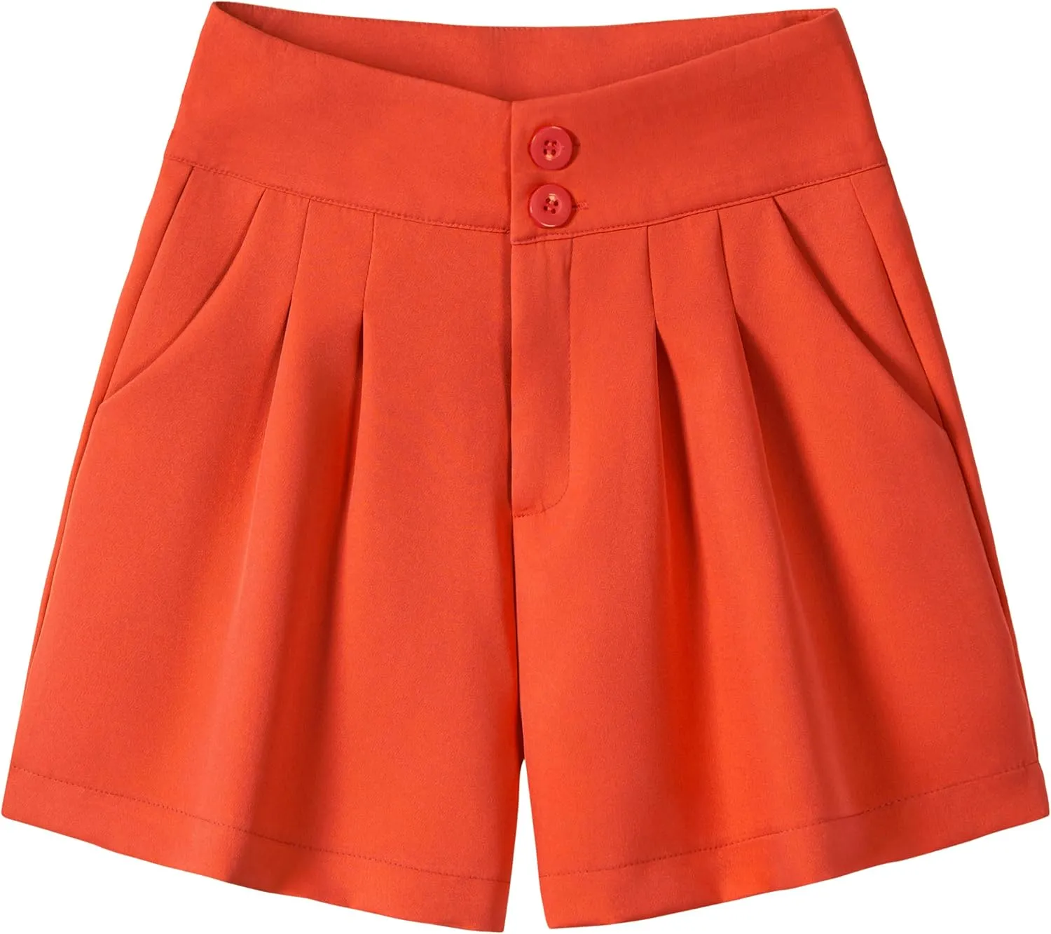 XinYangNi Women's Casual High Waisted Wide Leg Bermuda Shorts Summer Pleated Dressy Shorts with Pockets