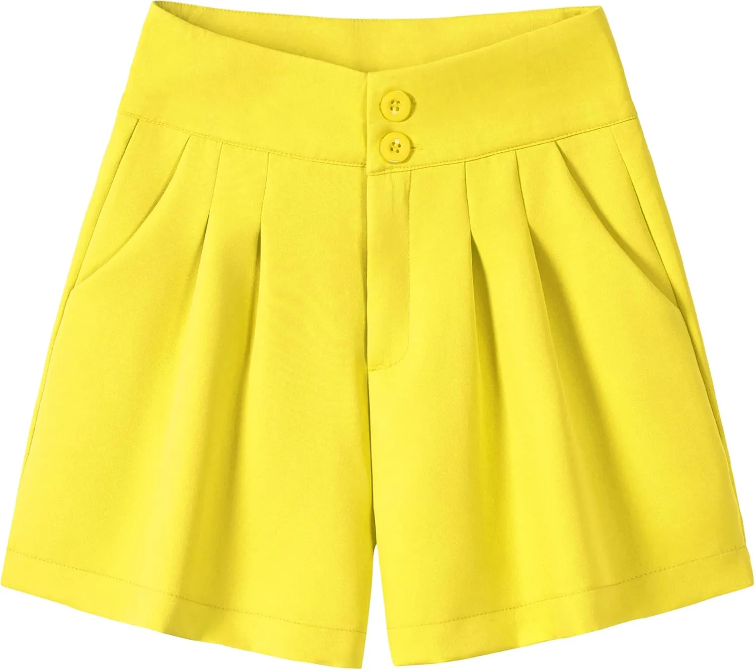 XinYangNi Women's Casual High Waisted Wide Leg Bermuda Shorts Summer Pleated Dressy Shorts with Pockets