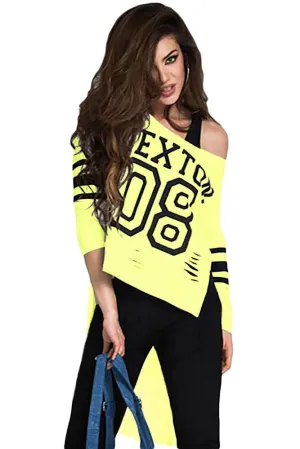 Yellow Print Stylish Basic Top