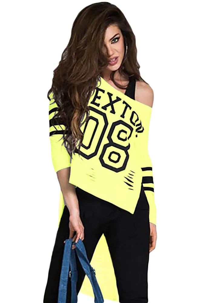 Yellow Print Stylish Basic Top
