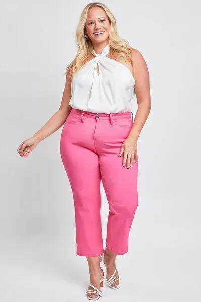 YMI Jeanswear Full Size Mid-Rise Hyperstretch Cropped Straight Pants
