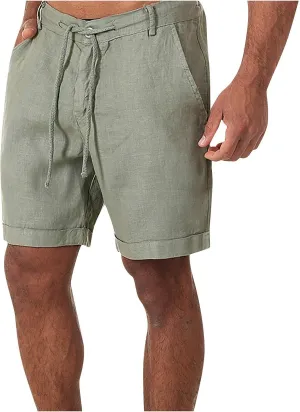 Ymosrh Men's Shorts Casual Fashion Cotton Linen Drawstring Solid Color Beach Shorts Pants Casual