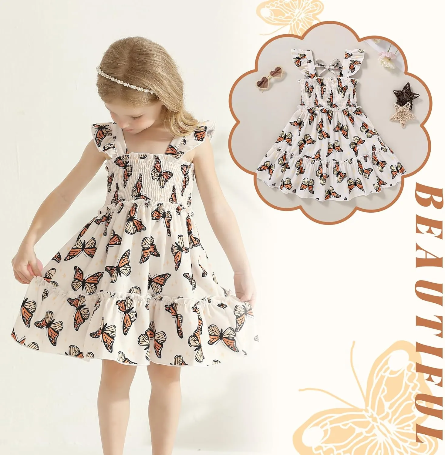 YOUNGER TREE Toddler Girl Dress Kids Sleeveless Ruffle Dresses for Girls Summer Outfits Beach Sundress