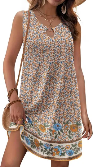 Zeagoo Womens Summer Beach Dresses 2025 Loose Sleeveless Mini Sundress Swimsuit Coverup Spring Casual Boho Tank Dress